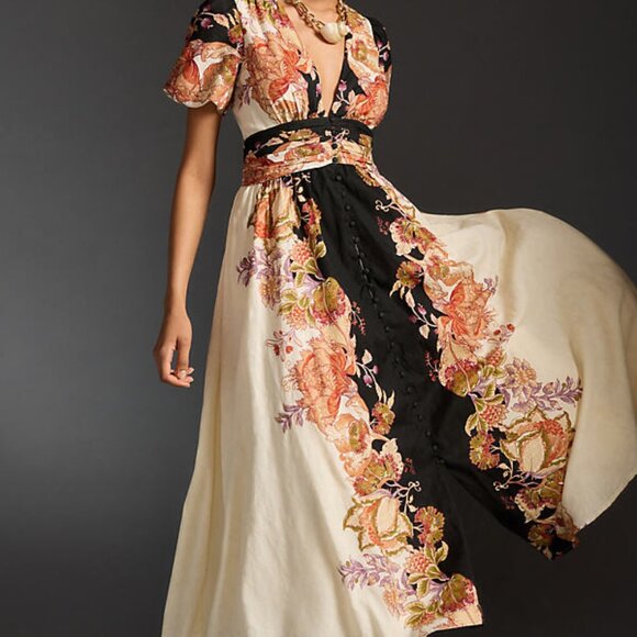 Anthropologie Katerina Button-Front Dress Floral Maxi Dress NEW - Picture 1 of 8